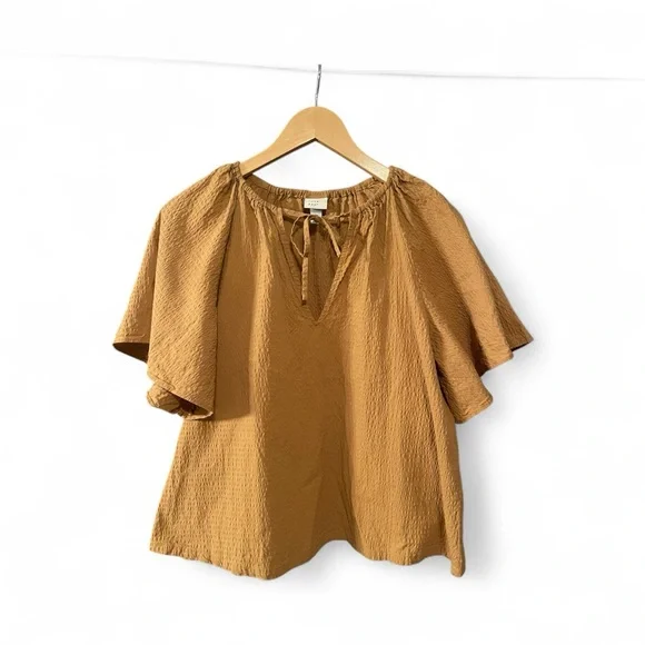 a new day Women's Tan Flutter Sleeve Blouse - Picture 2 of 3